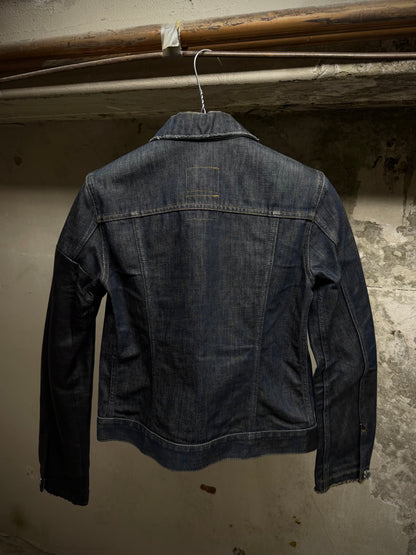 Helmut Lang SS03 Hybrid Lamb Leather Sleeve Raw Denim Jacket