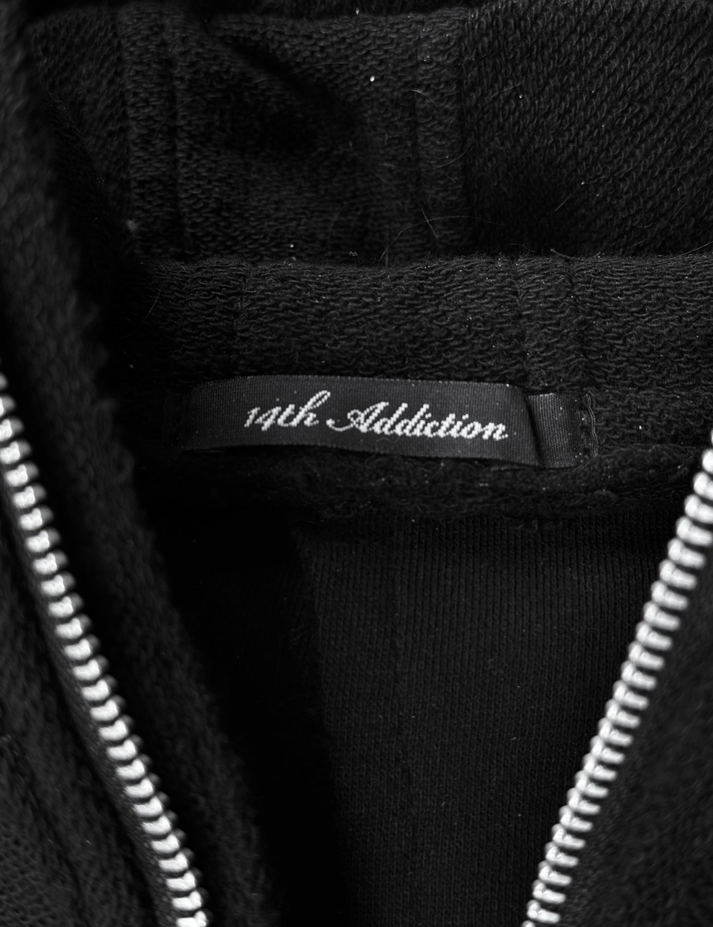 14thAddiction Black Fur Custom French Terry Cross-zip Hoodie