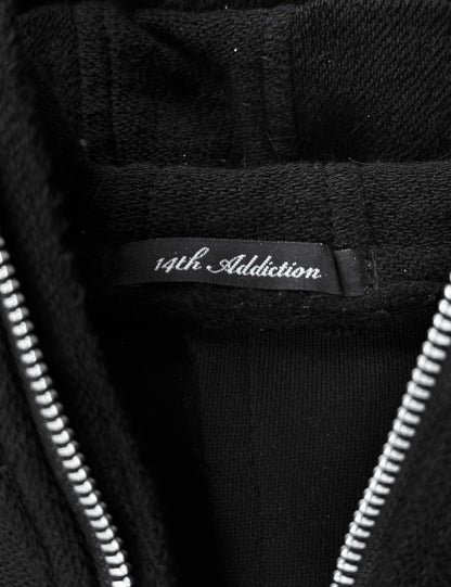 14thAddiction Black Fur Custom French Terry Cross-zip Hoodie