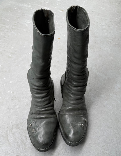 Carol Christian Poell ‘AM/2687P ROOMS-PTC/19’ Kangaroo Leather Titanium Prosthetic Tornado Zip Boots