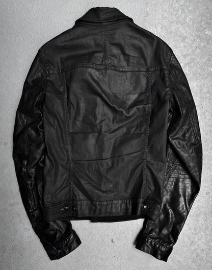 Rick Owens DRKSHDW SS12 “NASKA” Leather Sleeve Waxed Worker Jacket