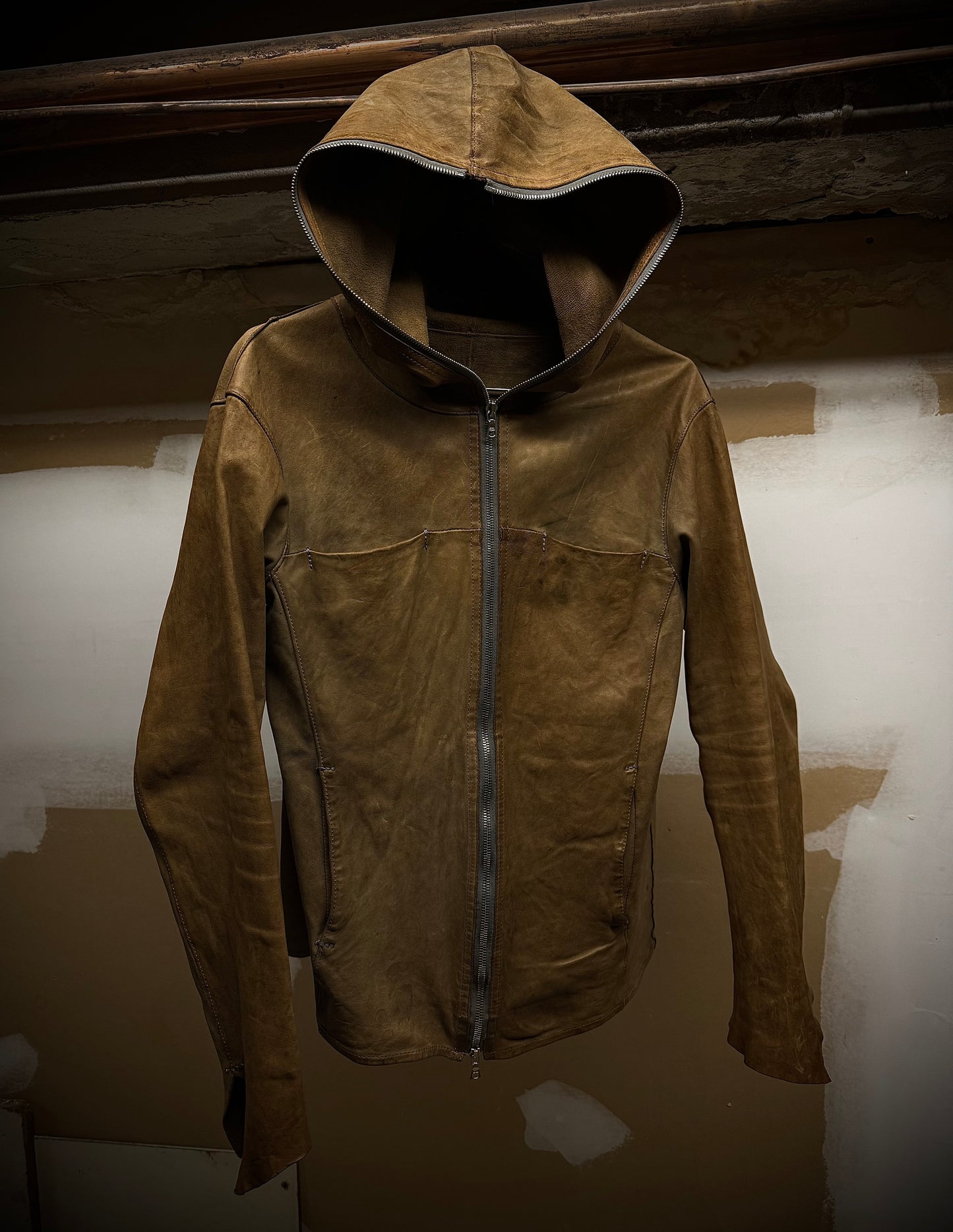 Isamu Katayama “BACKLASH” AW09 Distressed Horse Leather ‘Gimp’ Zip Hooded Jacket