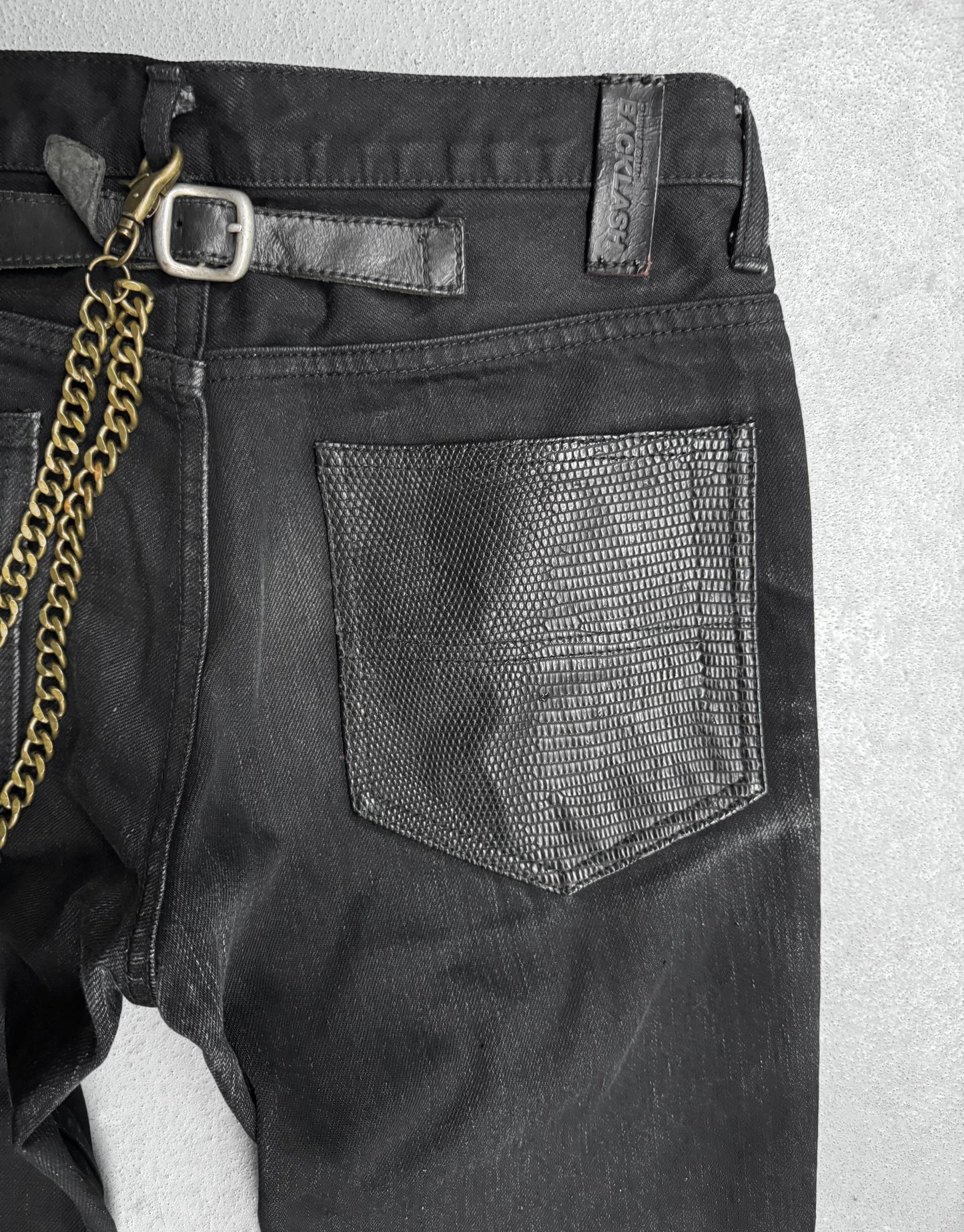 Isamu Katayama “BACKLASH” AW10 Lizard Leather Patch Bootcut Denim