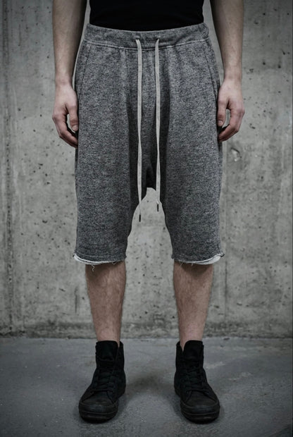 14thAddiction Early 00s Grey French Terry Drop-crotch Shorts detail | DRIEW GARMENTS