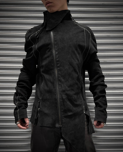 BARBARA I GONGINI SS17 Overlock Stitch Goatskin Suede Leather Jacket