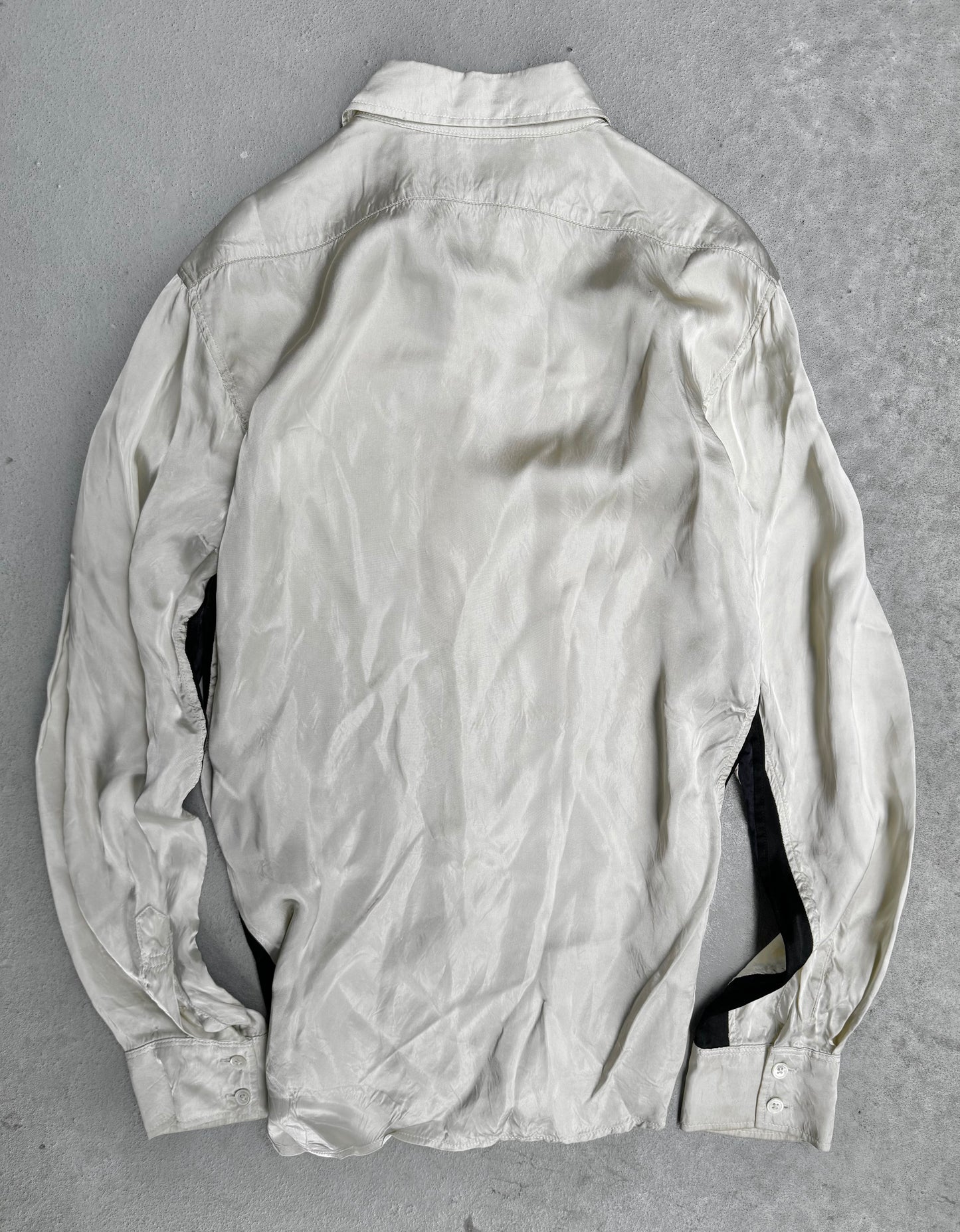 Ann Demeulemeester 2010s Striped Side-Seam Ivory Satin Shirt