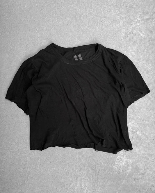 Rick Owens SS10 “RELEASE” Cropped Black Asymmetrical T-shirt