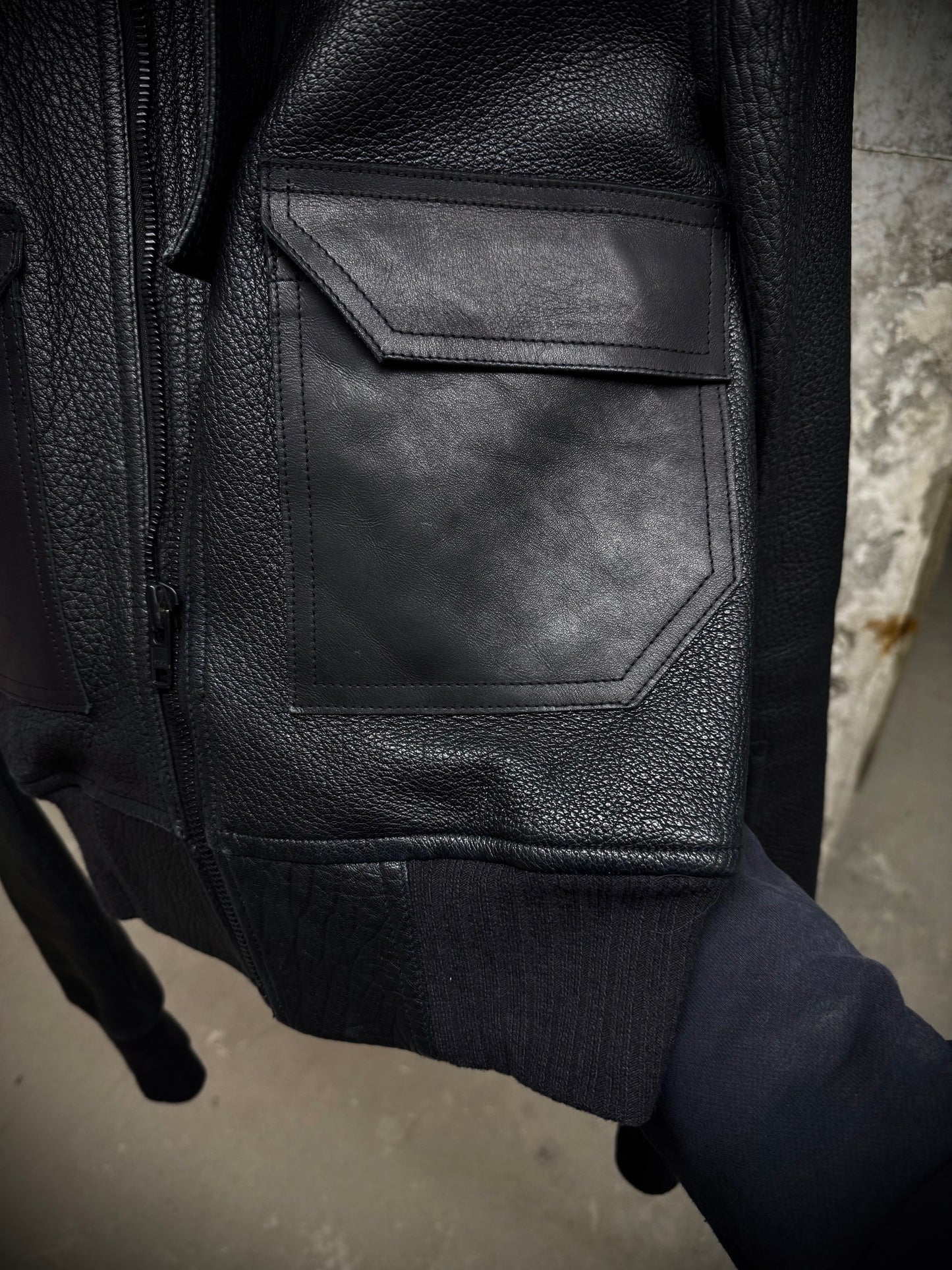 Rick Owens AW16 "MASTODON" Glitter Trench Cropped Ram Leather Jacket detail | DRIEW GARMENTS