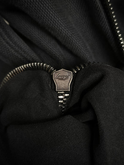 DAMIR DOMA SILENT by DAMIR DOMA 2010s Washed Black Cotton Canvas Zipper X-Back Pack detail | DRIEW GARMENTS