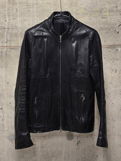 Julius_7 AW09 "7th Morning" Raglan Cow Leather Rider Jacket