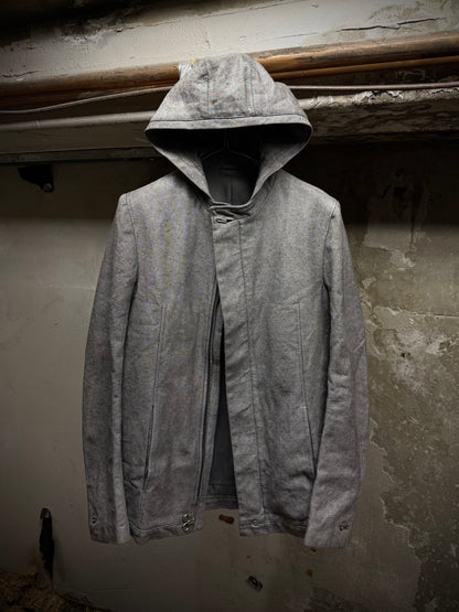 Carol Christian Poell AW97-98 Grey Hooded Zip-Up Denim Jacket | Archive Fashion Toronto