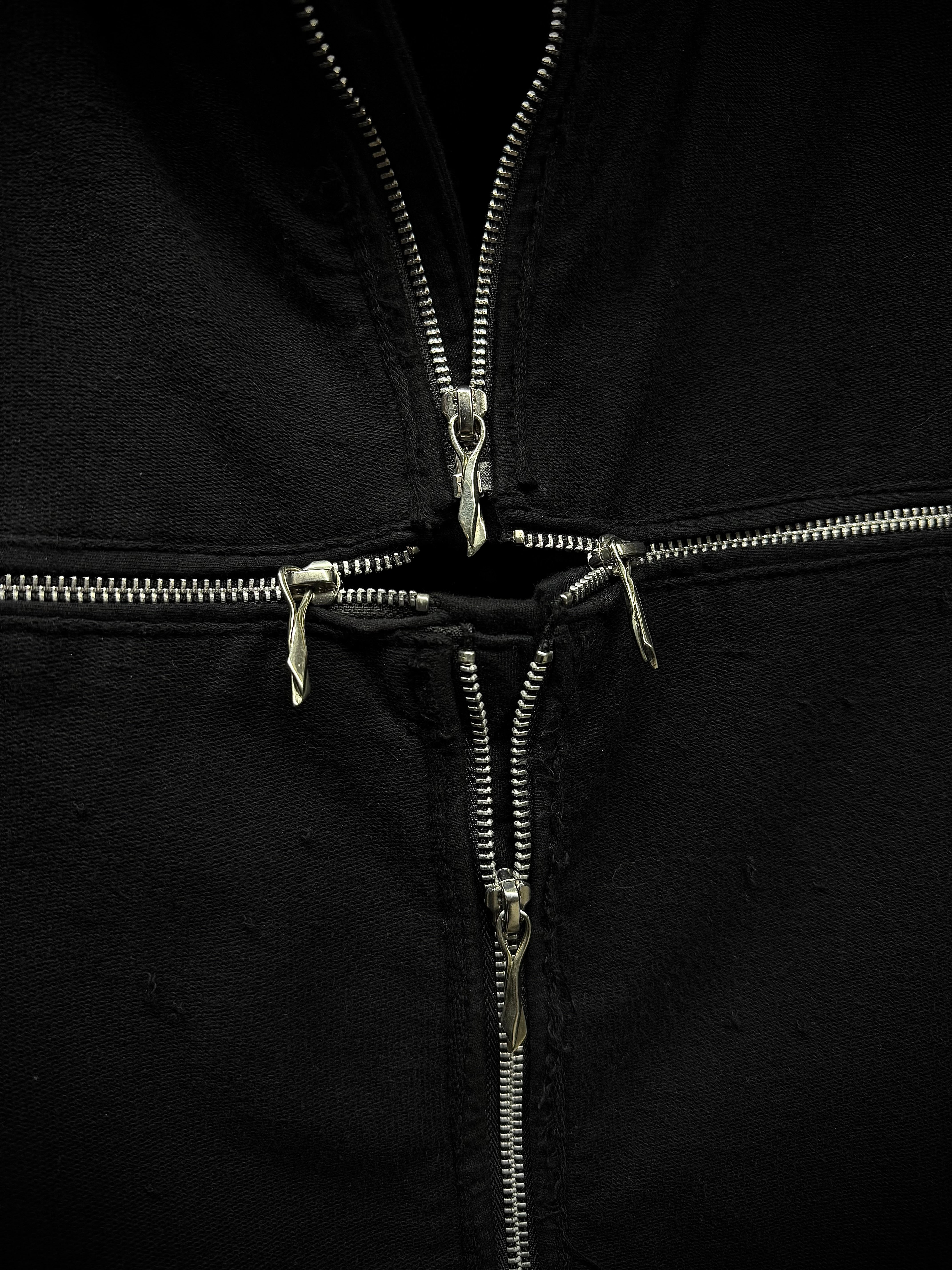 14thAddiction Sheepskin Leather Cross-zip Hoodie | DRIEW