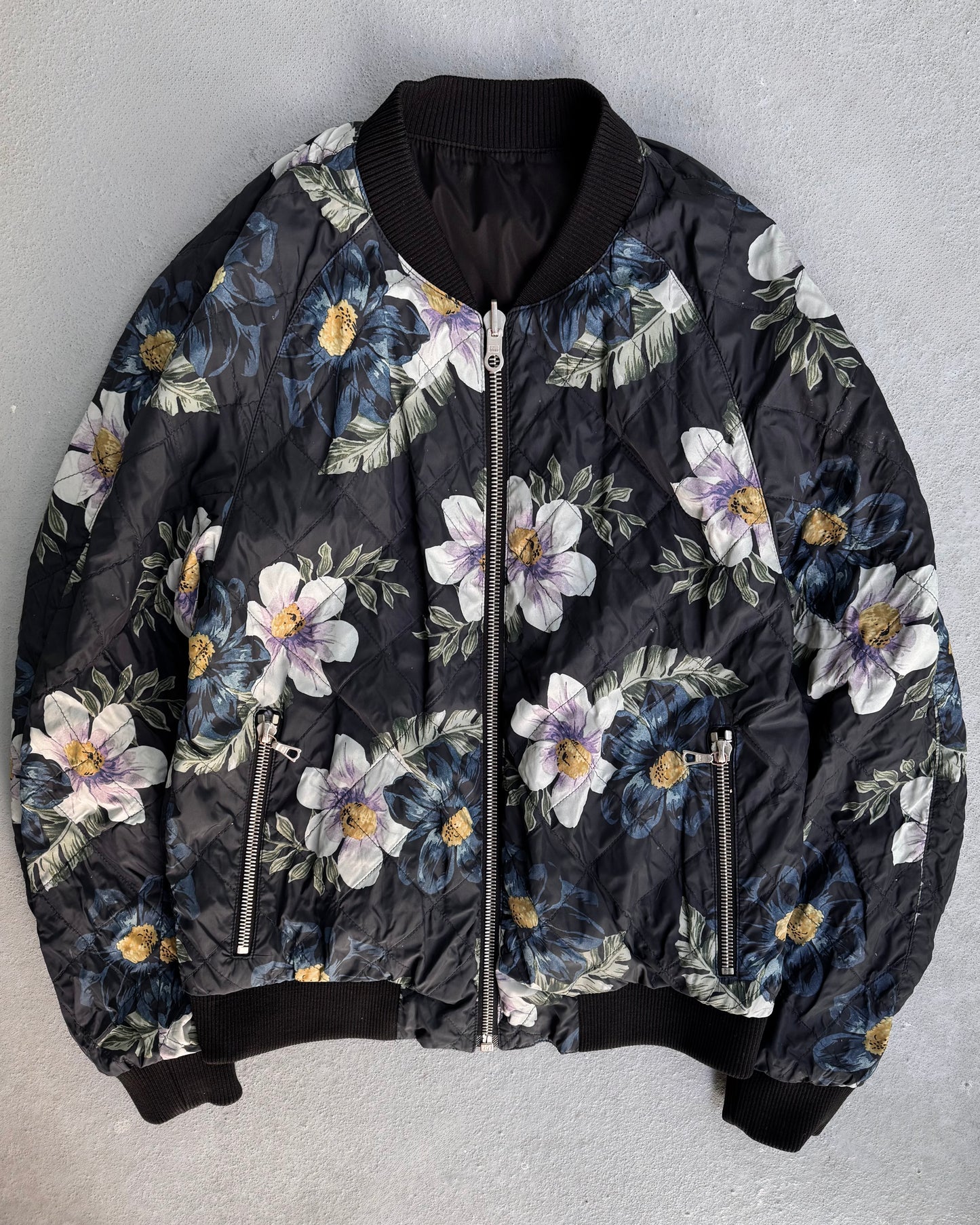 Dries Van Noten SS14 Reversible Quilted Floral Bomber Jacket