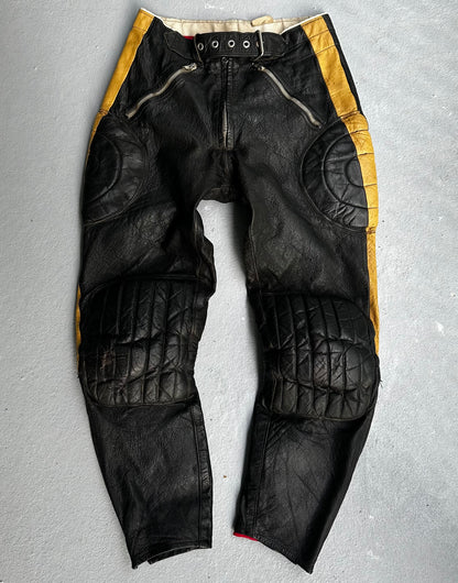 Vintage 50s Swedish Padded Motorcycle Leather Pants