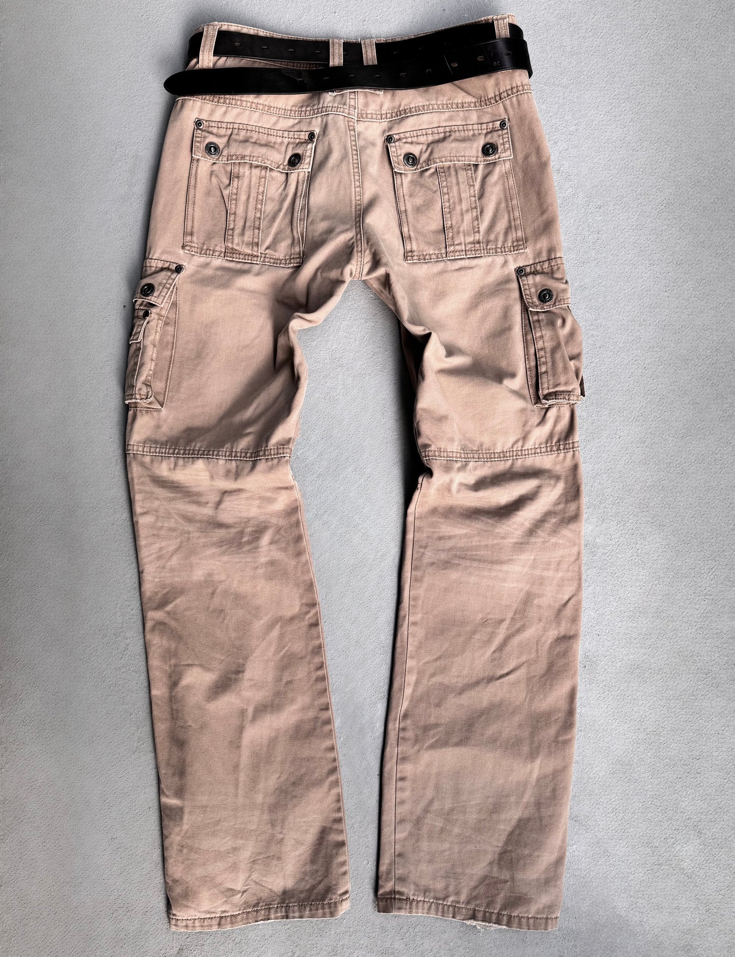 InTheAttic Early 00s Beige Bootcut Military Cargo Pants