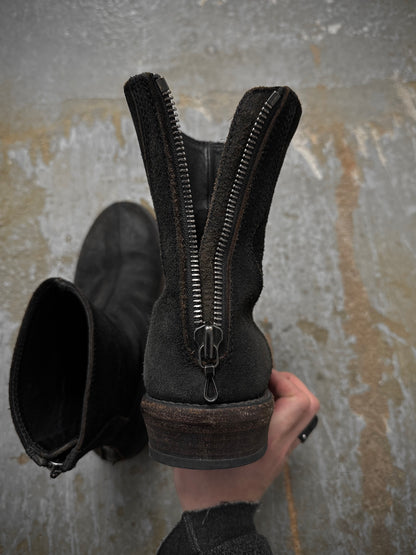 JULIUS _7 SS10-11 “neurbanvolker;” Reverse Cow Leather Back Zip Boots detail | DRIEW GARMENTS