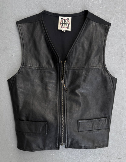 Jean Paul Gaultier Early 90s Back Buckle Cowhide Leather Zip-up Vest