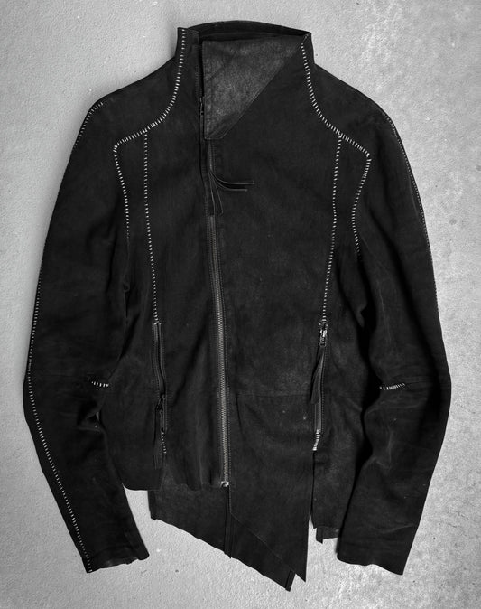 BARBARA I GONGINI SS17 Overlock Stitch Goatskin Suede Leather Jacket
