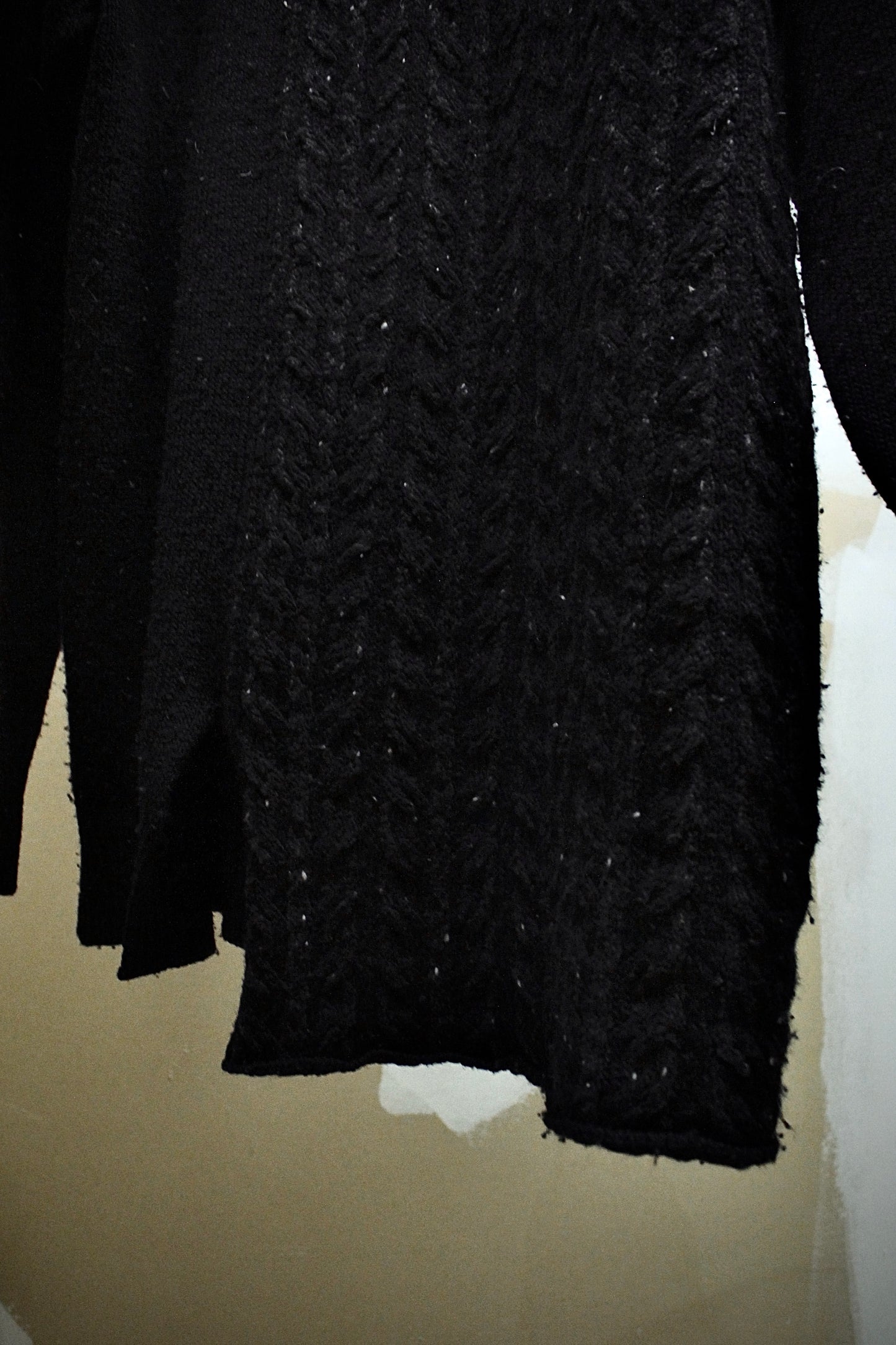 Yohji Yamamoto POUR HOMME AW23 Asymmetric Cable Knit Mock Neck Jumper detail | DRIEW GARMENTS