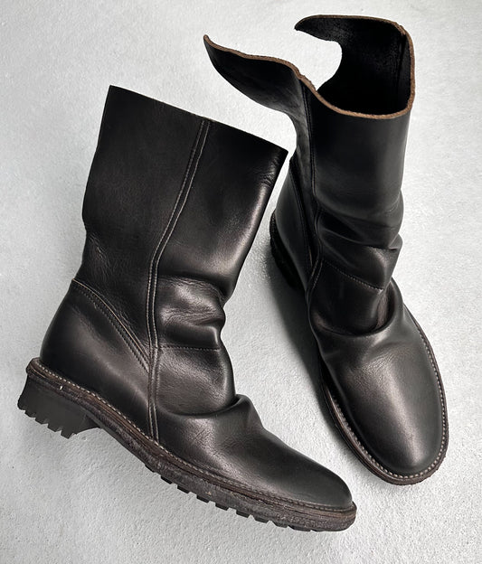 The Viridi-anne Back-slit Goodyear Welted Cowhide Leather Boots