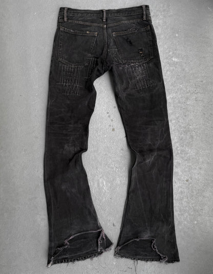 IfSixWasNine Early 00s 'NO. MUD MAX/SBCM 0305ADK' Distressed Flared Denim