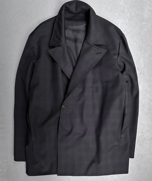 BALENCIAGA SS21 Asymmetrical Oversized Gabardine Wool Blazer