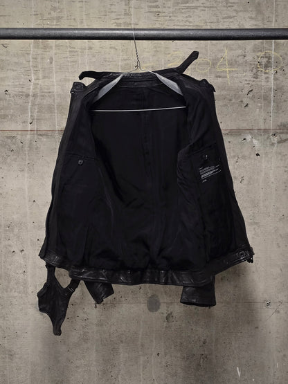 Julius_7 SS10 “neurbanvölker;” Dark Brown Gas-Mask Holster Lambskin Leather Jacket