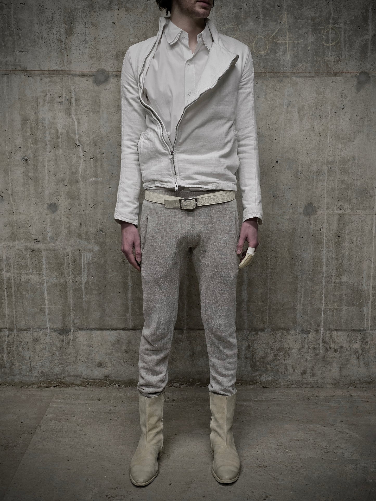 m.a+ by Maurizio Amadei SS24 'P1121EE JMH' Fitted Linen Knit Jogging Pants