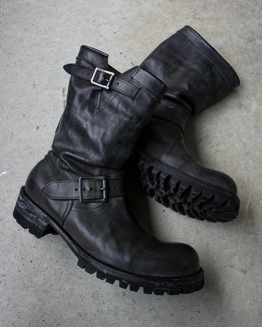 Attachment by Kazuyuki Kumagai 00s Garment-Dyed Distressed Leather Engineer Boots