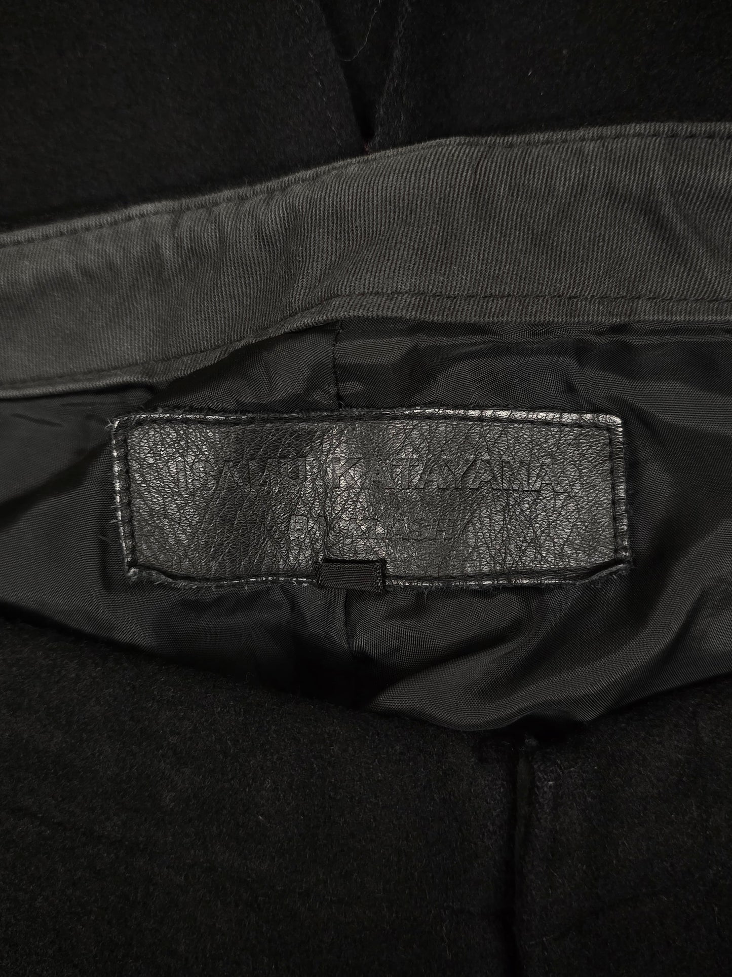 Isamu Katayama "BACKLASH" Blistered Sheepskin Trim Wool Bootcut Pants detail | DRIEW GARMENTS