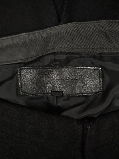 Isamu Katayama "BACKLASH" Blistered Sheepskin Trim Wool Bootcut Pants detail | DRIEW GARMENTS