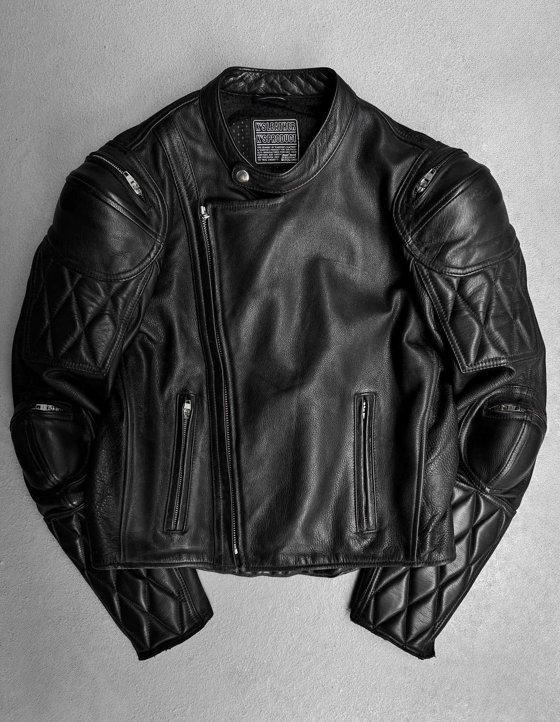 KADOYA Early 00s Leather Padded Motorcycle Jacket