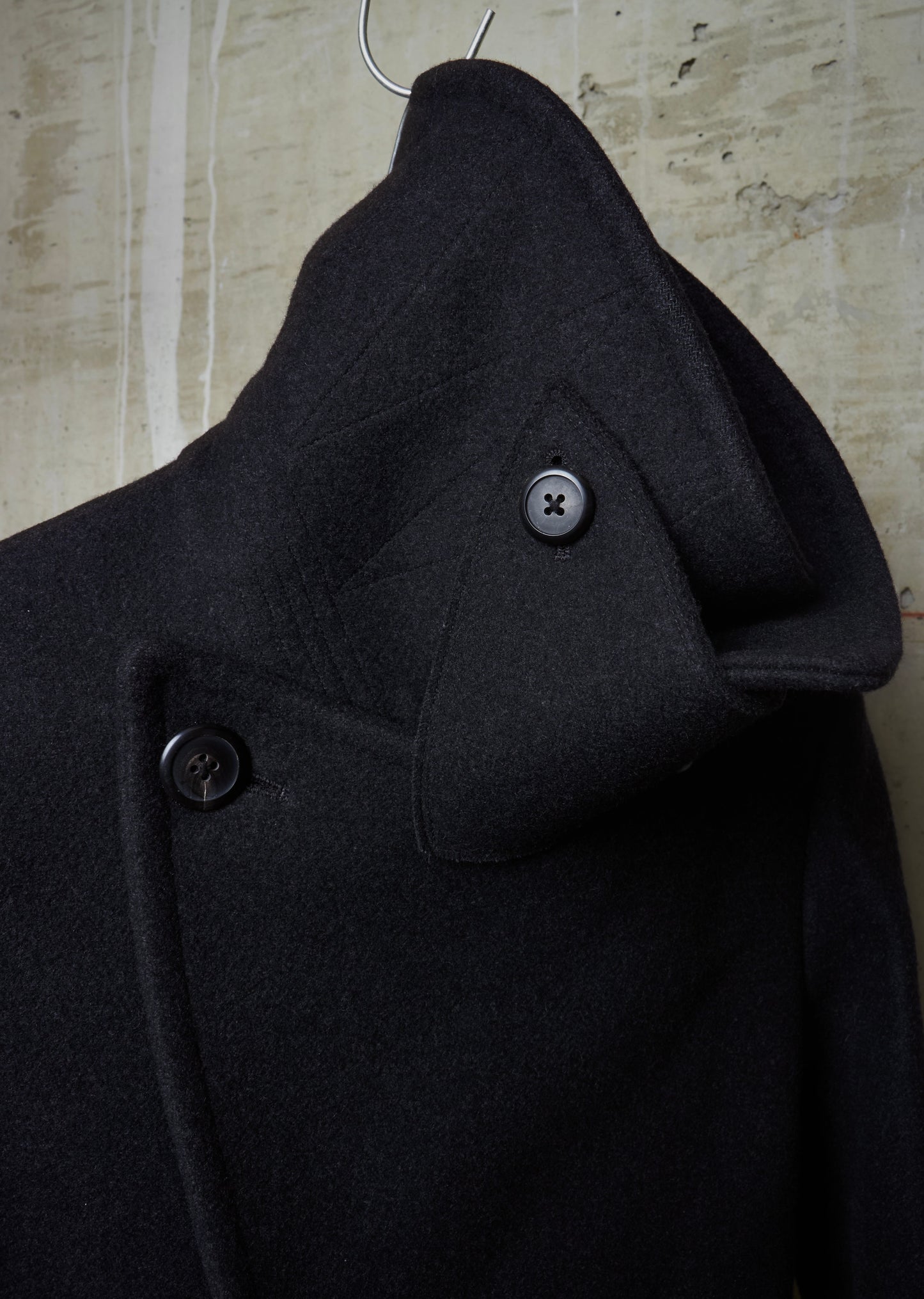 Lad Musician AW11 Charcoal Heavy Melton Wool Wide Collar Peacoat
