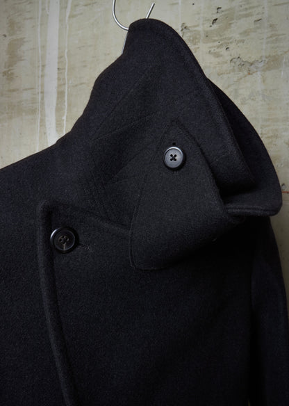 Lad Musician AW11 Charcoal Heavy Melton Wool Wide Collar Peacoat