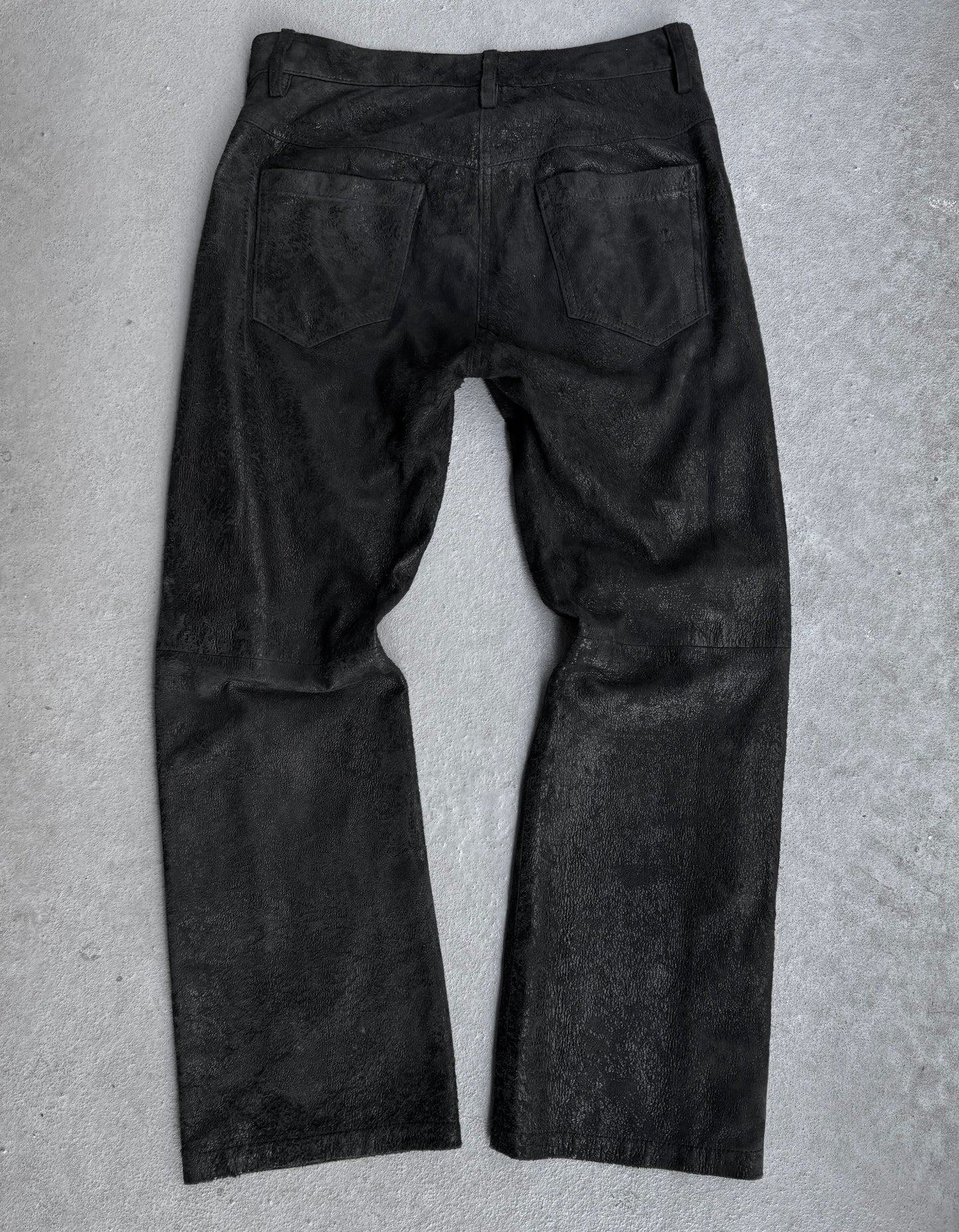 Ann Demeulemeester AW19 Deep Aqua Blistered Lamb Leather Pants