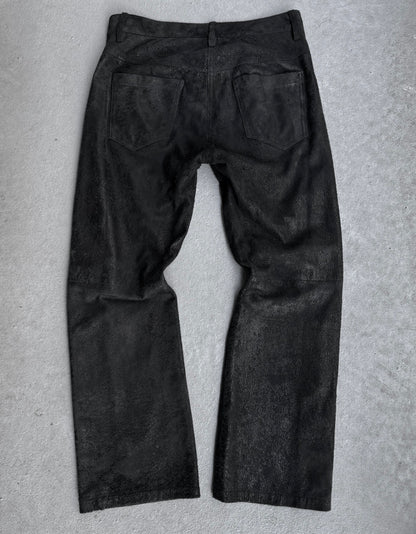 Ann Demeulemeester AW19 Deep Aqua Blistered Lamb Leather Pants