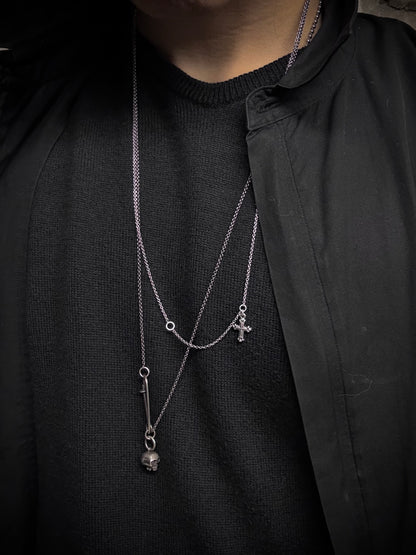 WERKSTATT:MÜNCHEN 'M3982SI' .925 Silver Safety Pin Skull Chain Necklace detail | DRIEW GARMENTS