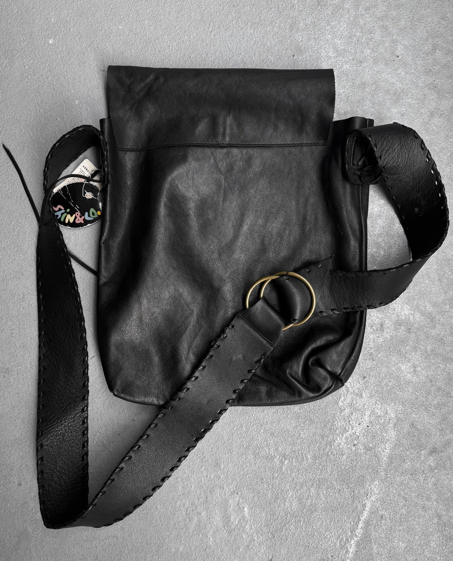 SHIN & CO Late 90s Distressed Leather Flap Shoulder Bag