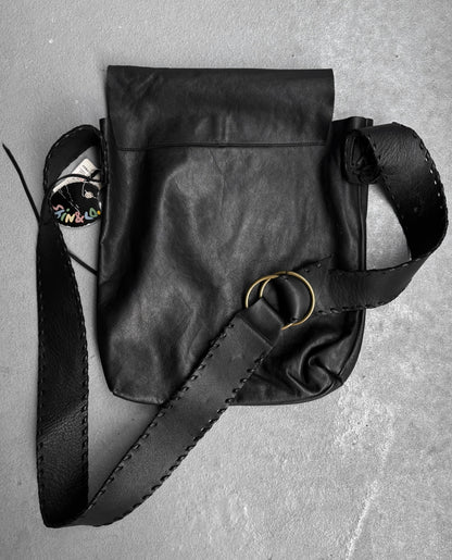 SHIN & CO Late 90s Distressed Leather Flap Shoulder Bag