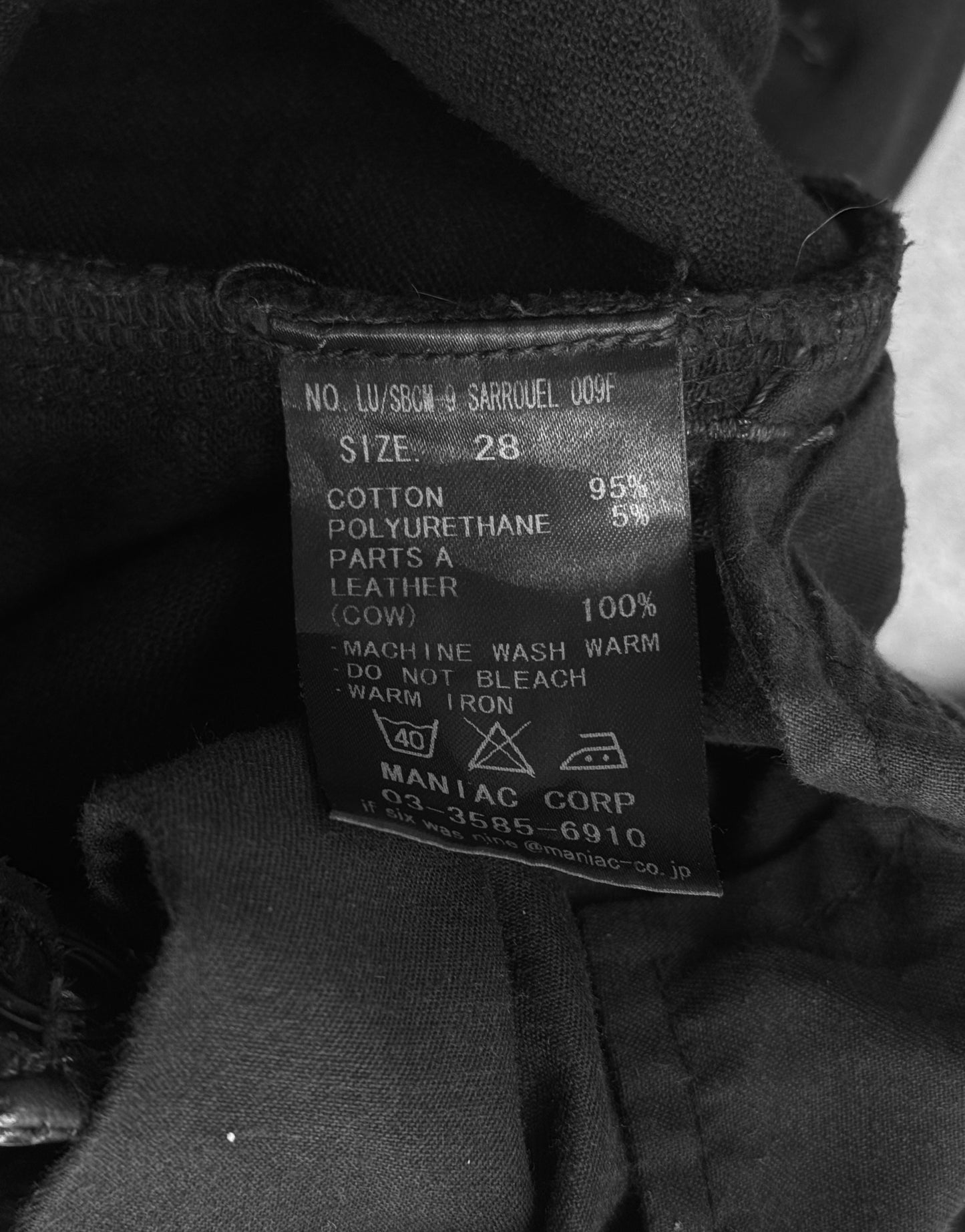 IfSixWasNine Early 00s ‘NO. LU/ SBCM’ Sarrouel Black Lace-up Skinny Zip Denim