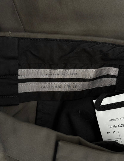 Rick Owens AW18 “SISYPHUS” Khaki Nylon Soul-trains Wide Leg Pants