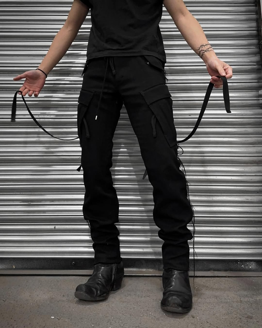 TakahiroMiyashita TheSoloist. AW15 Lambskin Leather Trimmed Wool Strap Cargo Pants