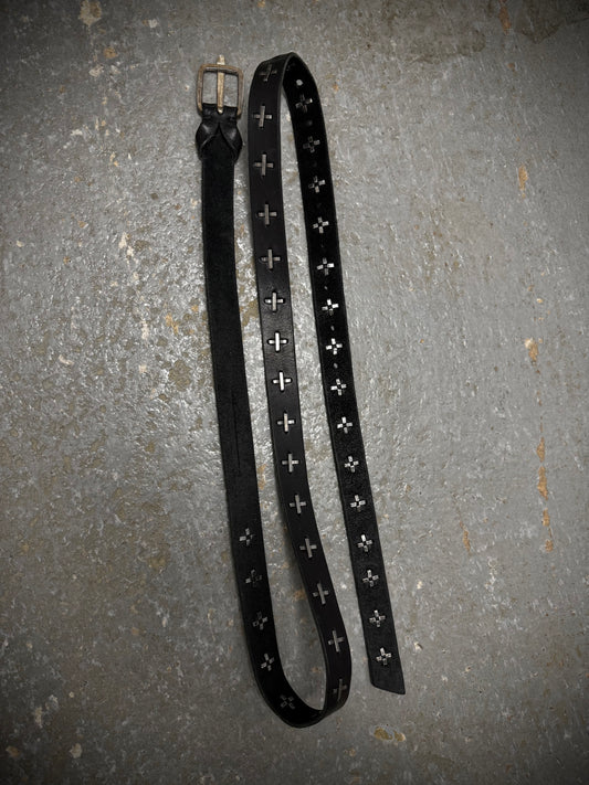 m.a+ by Maurizio Amadei 'EQ2C' GR 3.0 .925 Silver Cross Studded Cow Leather Belt | Archive Fashion Toronto