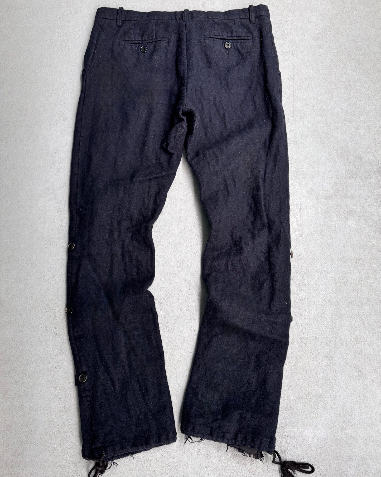 Ann Demeulemeester Early 00s Navy Wool Metallic Bondage Pants