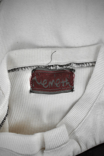 Christopher Nemeth Late 90s Exposed Overlock Stitch Ruched Rugby Cotton Long-sleeves detail | DRIEW GARMENTS