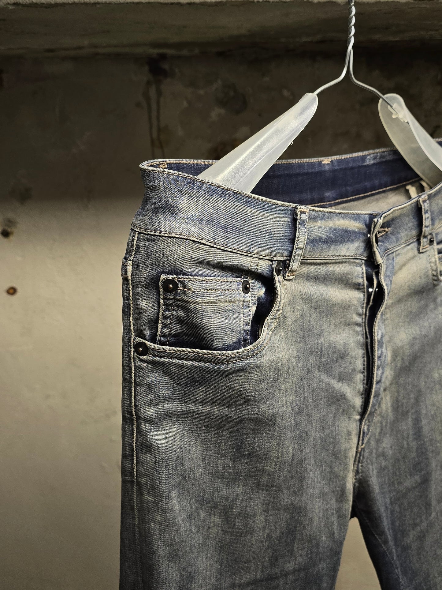 Rick Owens DRKSHDW SS19 "BABEL" HUSTLER 'Berlin Cropped Cut' Denim
