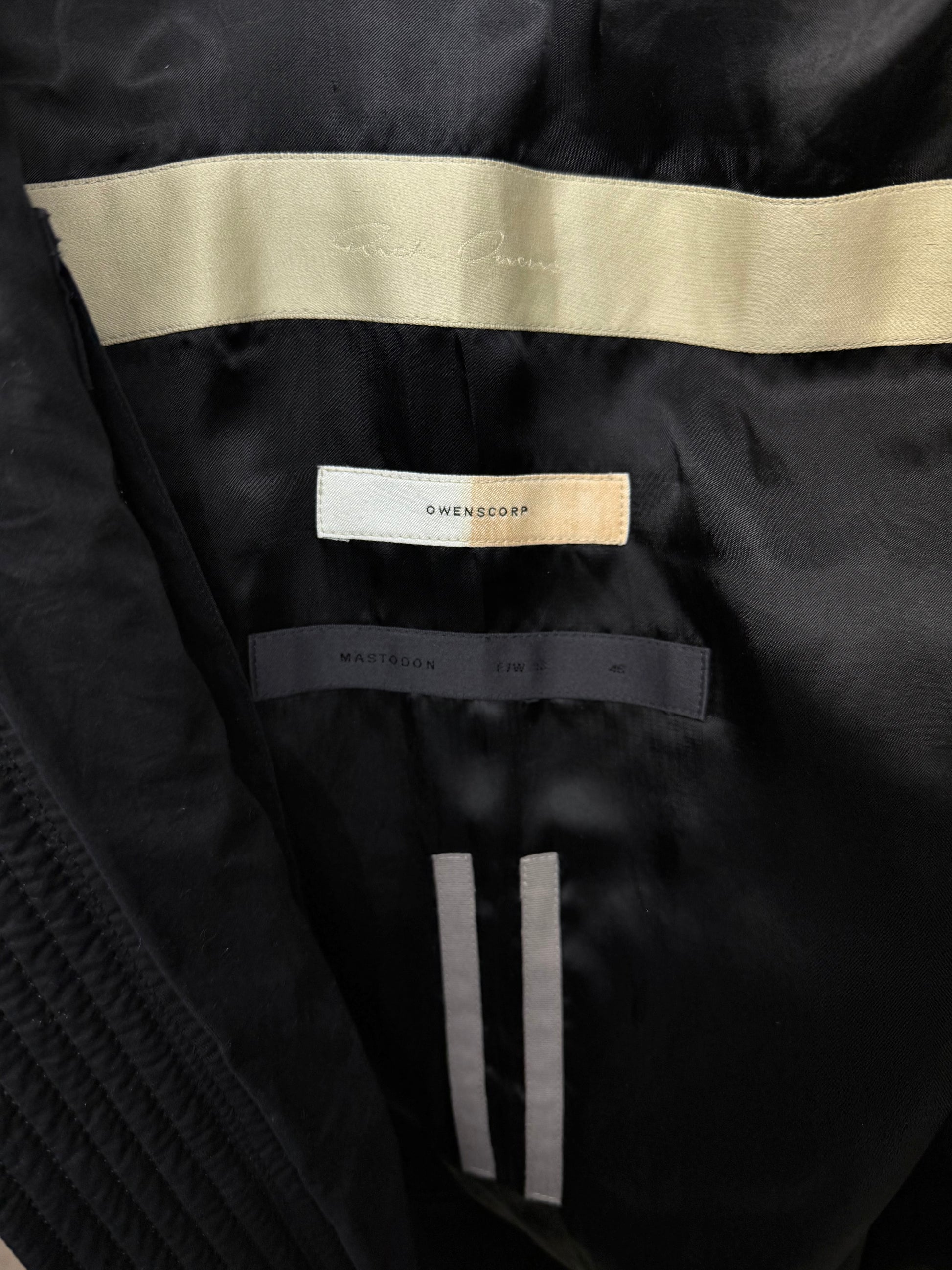 Rick Owens AW16 "MASTODON" Glitter Trench Cropped Ram Leather Jacket detail | DRIEW GARMENTS