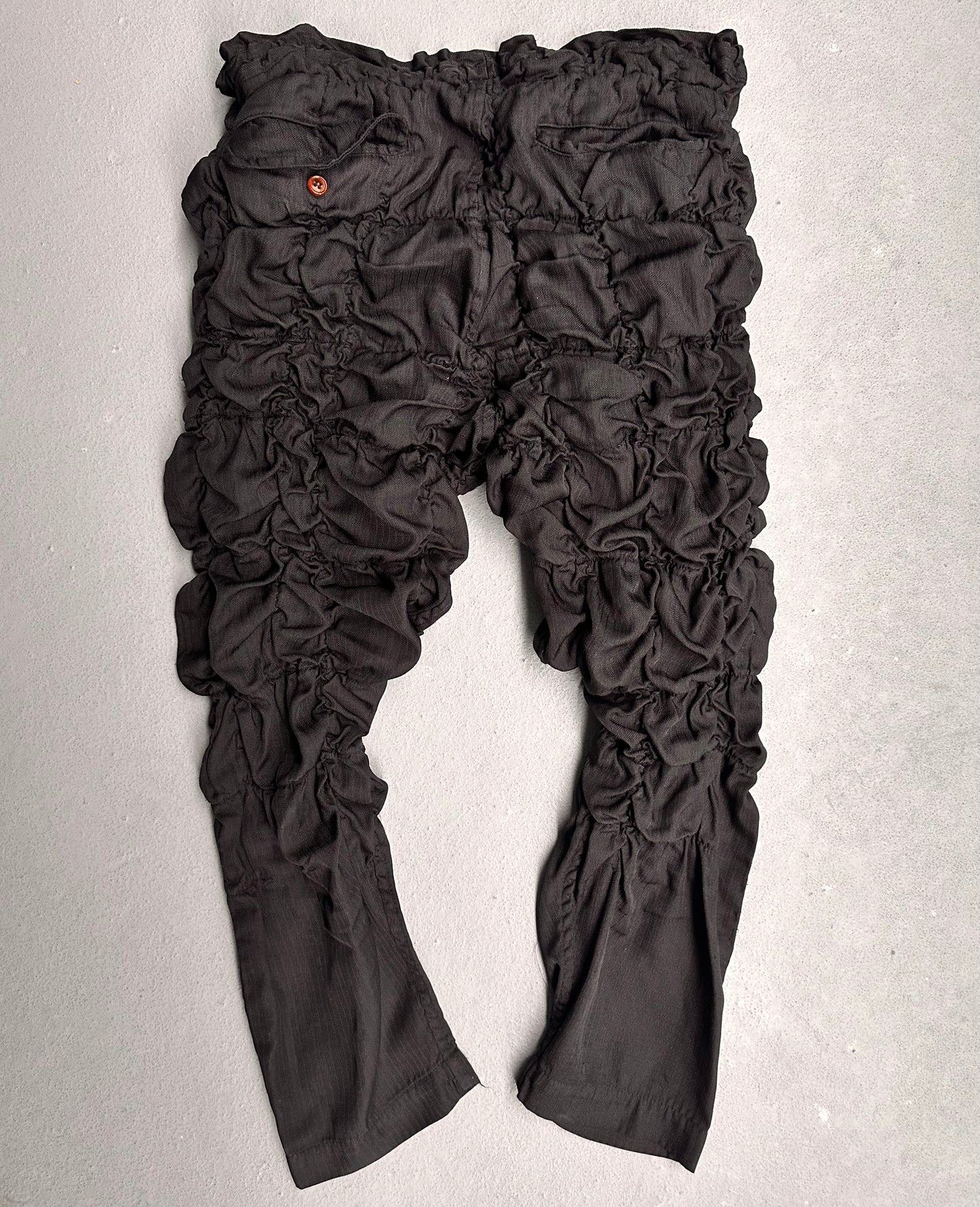 COMME des GARÇONS HOMME PLUS SS19 Ruched Ruffle Wool Pants