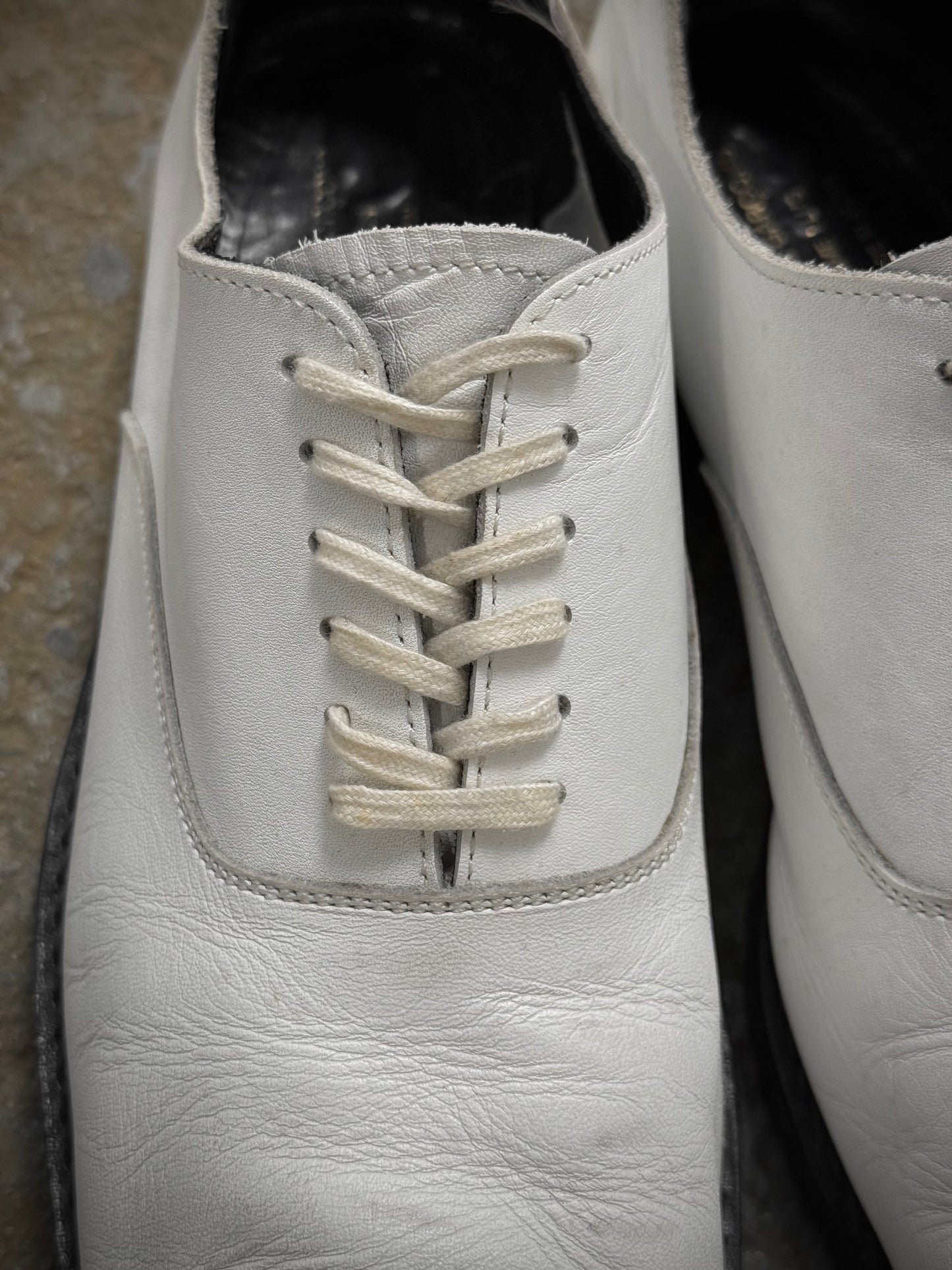 COMME des GARÇONS HOMME PLUS SS11 White Square Toe Leather Derbies detail | DRIEW GARMENTS