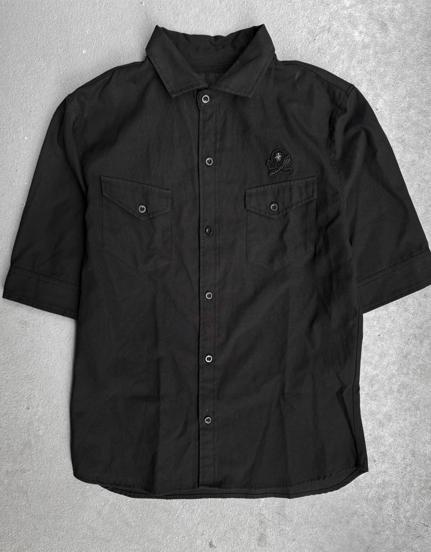 ABORDAGE Early 00s Crystal Skull Embellished Short-sleeve Shirts